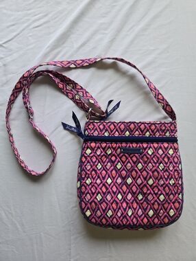 Vera Bradley Pink & Navy Patterned Quilted Crossbody
